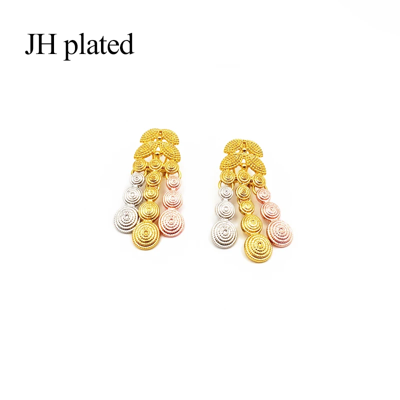 JHplated, Саудовская Аравия, Модный золотой цвет, ювелирный набор для женщин, цветное свадебное ожерелье, серьги, кольцо, браслет, наборы, индийский подарок для девочек