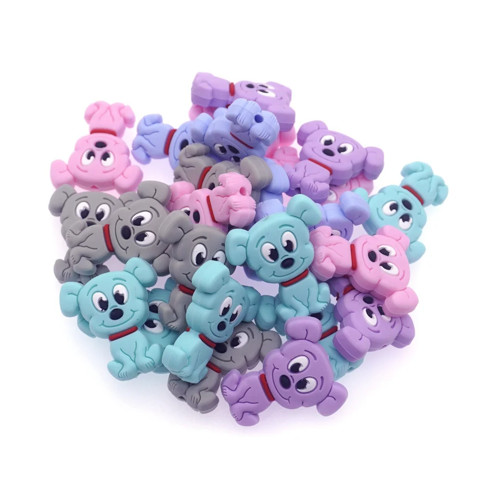 mix color 5 шт., для пищевых продуктов мультфильм собака щенок силиконовые бусины Мини Diy Прорезыватель игрушка Ожерелье Подвеска для жевания и кусания детский Прорезыватель - Цвет: mix color