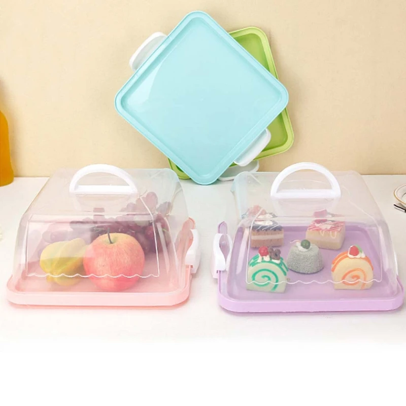 Square Cake Carrier Large Cake Storage Tins 30cm Portable Plastic