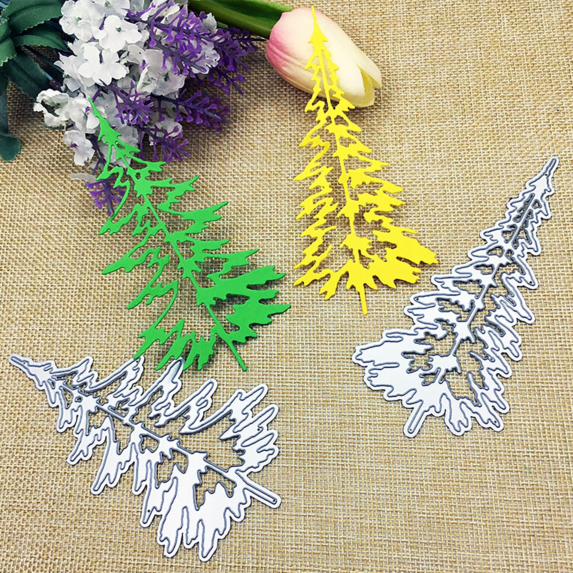 

2 Pcs Pine Cutting Dies 2019 Merry Christmas Tree Metal Dies Mold For DIY Scrapbook Album Paper Cards Decorative Craft