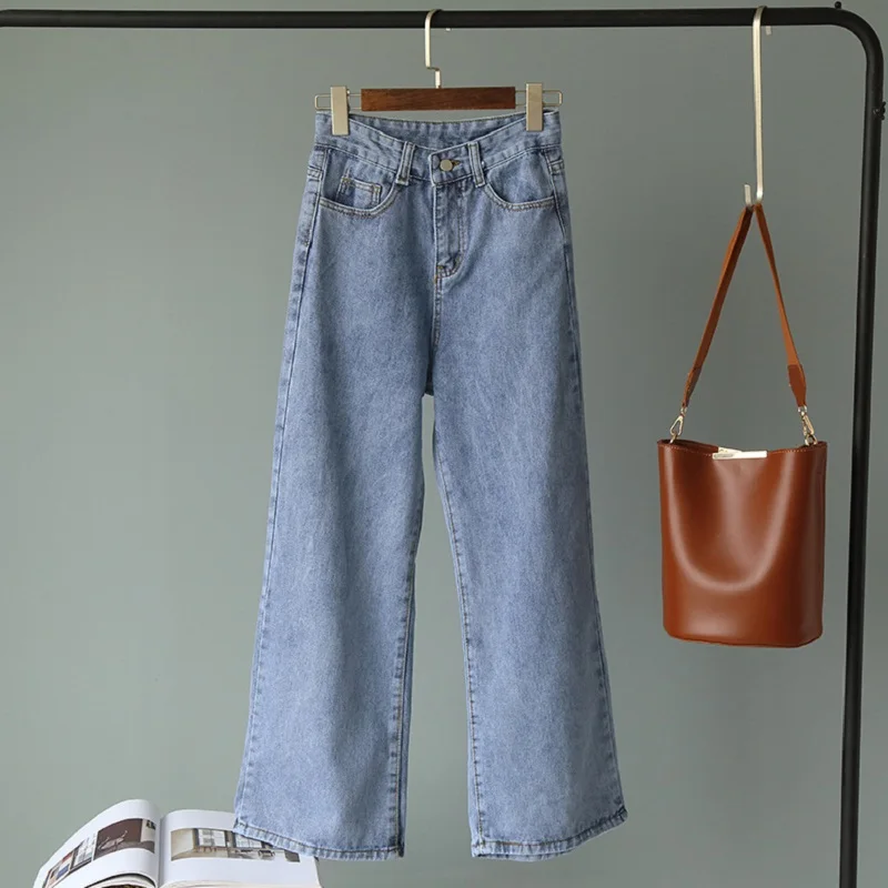 

2019 Waterwash Jeans Slim Wide Leg Pants High Waist Women Jeans Womens Clothing Streetwear Fashion