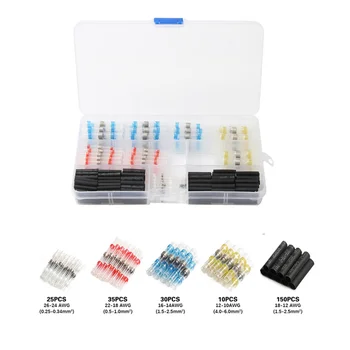 

250Pcs Electrical Wire Connectors Heat Shrink Solder Sleeves Fast Butt Connector Waterproof Insulated Cable Soldering Terminal