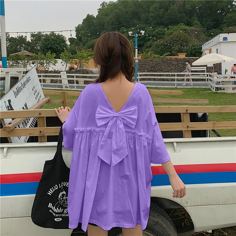 Disney Mickey Mouse Women T-shirts Cartoon Harajuku Tops Casual Fashion Bow Knot Summer T-shirts Female Clothes Cute New T-shirt