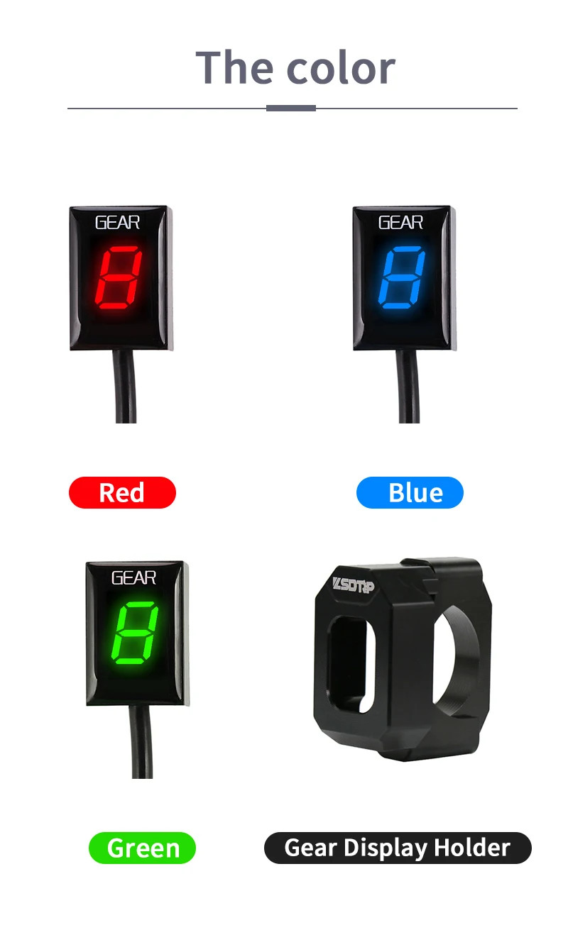 zsdtrp novo motocicleta vermelho verde azul led digital engrenagem dispalay indicador para kawasaki ninja