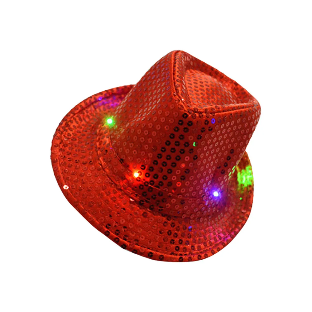 kids red Мода для взрослых/Детские светодиодный Кепки мигающий светильник с блестками на шнуровке; для дня рождения; маскарадный костюм; вечерние шляпа реквизит Для женщин Для мужчин Повседневное Кепки s EIG88 - Цвет: kids red