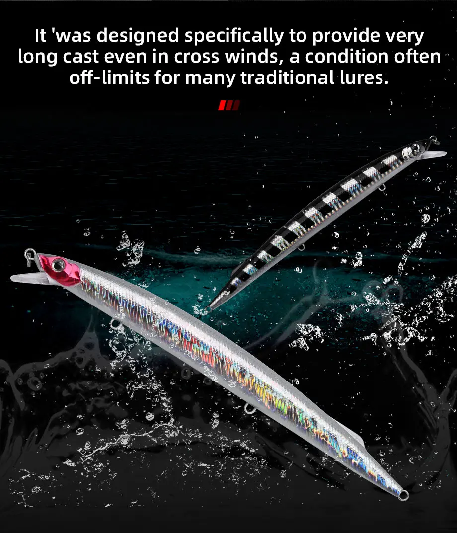 ALLBLUE SPRINT 195S Sinking Minnow Longcast Jerkbait Angelköder 195mm 35G Off Shore Salzwasser Wolfsbarsch Kunstköder Tackle – Detail 4