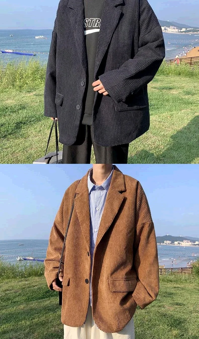 corduroy blazers masculino retro oversize hipster adolescentes de alta qualidade grande tamanho outwear casual unisex casal ulzzang popular