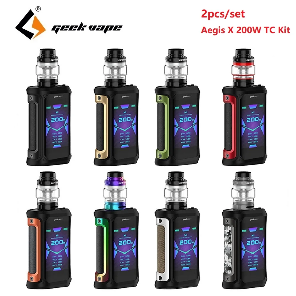 Новый набор электронной сигареты Geekvape Aegis X 200W 2 шт./компл. с 4-дюймовым OLED-экраном и