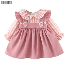 Telotuny/платья для девочек; платье в клетку для девочек; платье для свадебной вечеринки с оборками и клубничкой; Повседневное платье в стиле пэчворк; одежда; vestido infantil