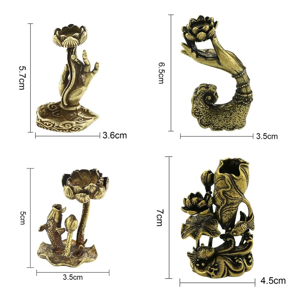 Chinese Buddha Alloy Incense Burner Lotus Flower Incense Holder Handmade Censer for Buddhist Home Office Decoration