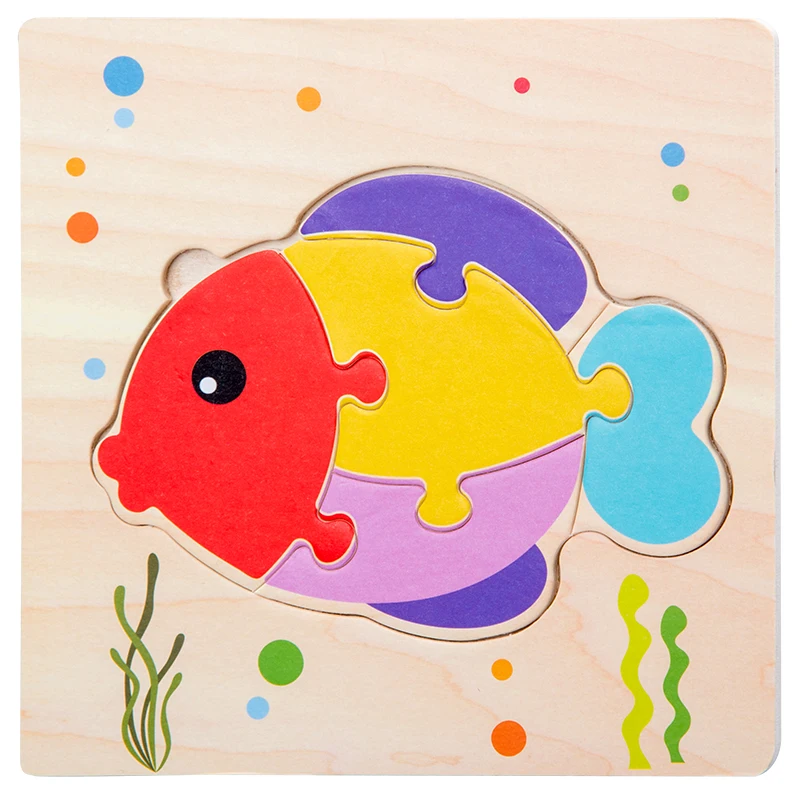 Baby Wooden Toys 3D Puzzle Cartoon Animal Intelligence  Jigsaw Puzzle Shape Matching Montessori Toys For Children Gifts 20