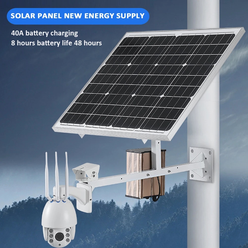 NEW 100W Solar Panel for 3G 4G 5G WiFi Camera SIM Card TF Card Slot Waterproof Power Supply DC12V 30A Battery Outdoor PTZ Camera