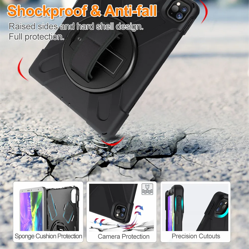 GZERMA Case For iPad Pro 11'' 12.9'' 2020 2018 Tablet Case Rugged Shockproof Shell With Shoulder Strap For iPad Pro 2020 Case
