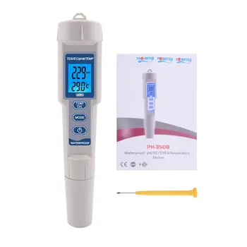 

TDS PH Meter PH/TDS/EC/Temperature Meter Digital Water Quality Monitor Tester for Pools Drinking Water Aquariums
