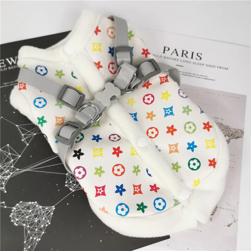 

Triangular Chest And Back One-piece 2019 Autumn And Winter Pet Clothes Dogs And Cats Leather Coat Cotton-padded Jacket Nursing T