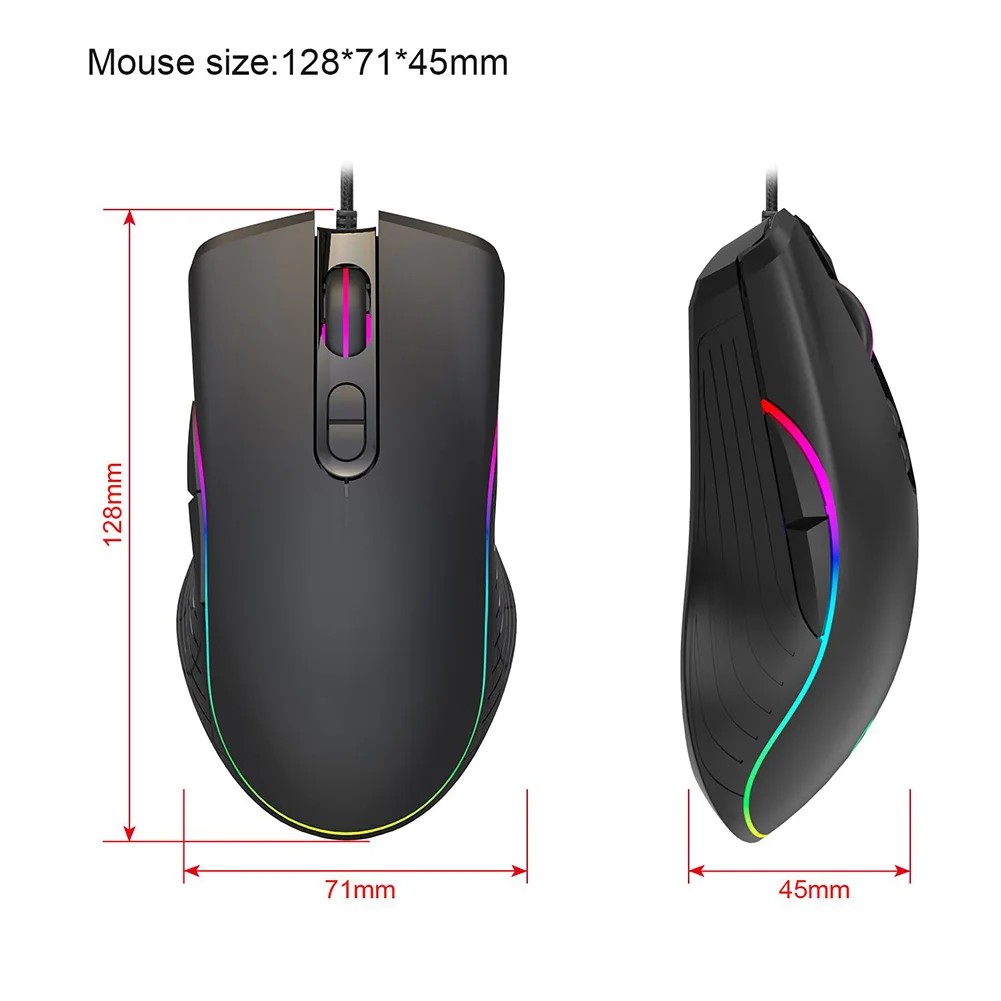 1 шт. Проводная RGB игровая мышь 7 программируемых кнопок Регулируемая оптическая игровая мышь RGB задний светильник игровая мышь для FPS Gamer Cool