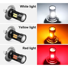 CARLitek – ampoule Led H7 pour automobile, feu antibrouillard pour automobile 12V 24V, jaune, rouge, blanc, 21 3030-SMD, course H7, 6000K, 2 pièces