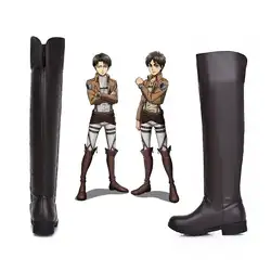 Botas Mikasa Ackerman Eren Jaeger Аниме обувь для женщин и мужчин Атака Титанов кожаные сапоги Eren Jaeger Shingeki Kyojin Косплей Костюм