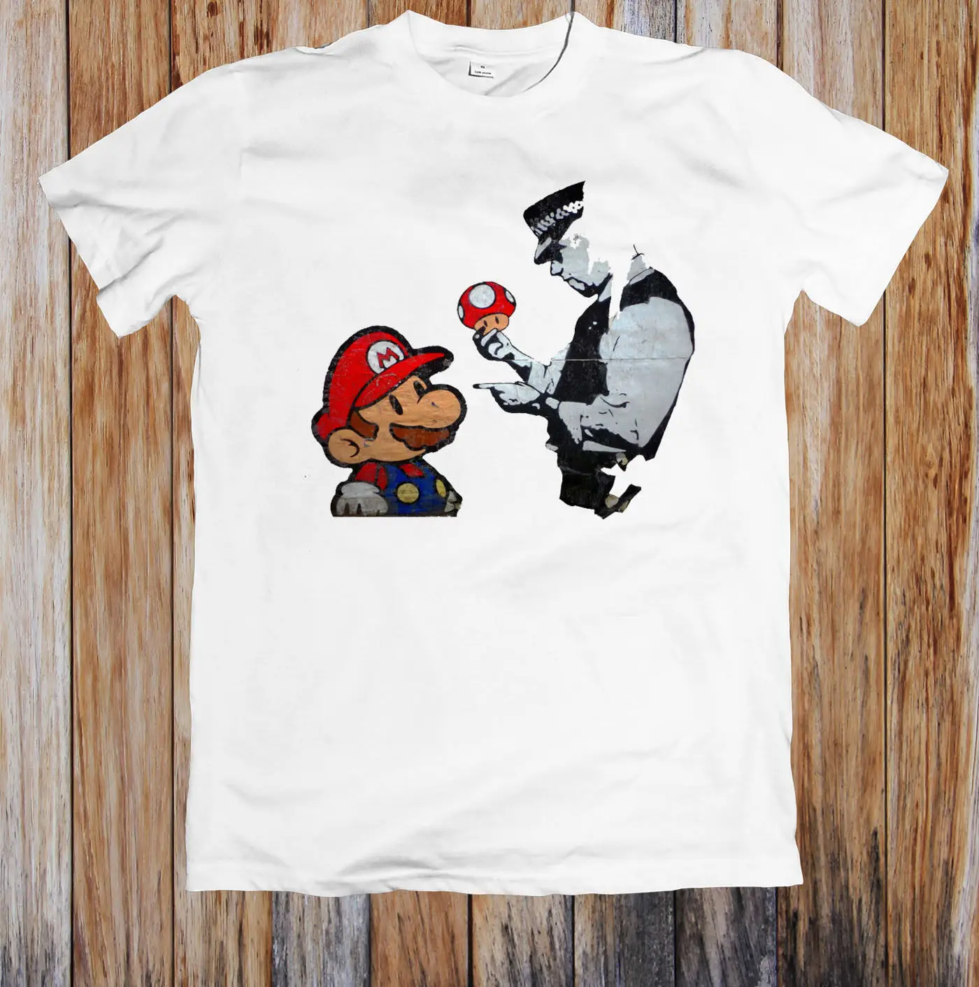 BANKSY MUSHROOM RETRO GRAFFITI LONDON STREET ART UNISEX T-SHIRT |