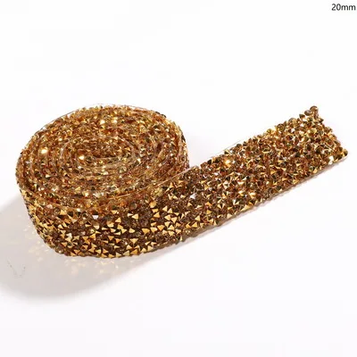 2cm-Gold 1 ярд швейная отделка орнамент из кристаллов Стразы горячей фиксации горный хрусталь лента аппликатор лента со стразами железо на аппликации для платьев - Цвет: 2cm-Gold