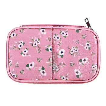 

Creative Multifunction Credit Card Holder Large Capacity ID Card Bag Box Pu Leather Zipper Print Floral Passport Bag