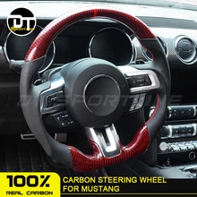 Настоящее углеродное волокно руль подходит для Mustang Авто Стайлинг Замена Красный карбоновое колесо