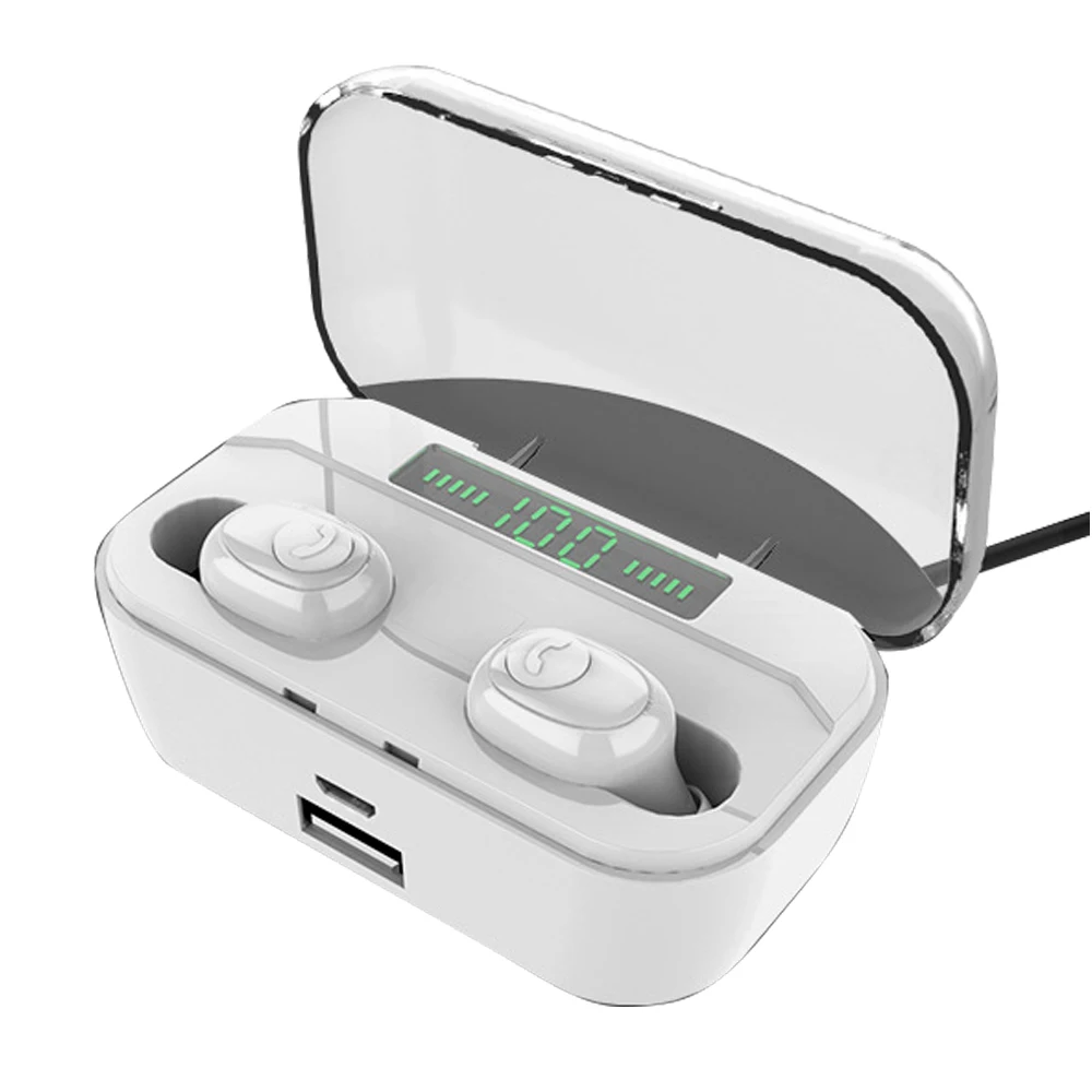 Мини Bluetooth наушники 8D стерео беспроводные наушники бас шумоподавление Гарнитура с внешним аккумулятором наушники чехол для зарядки