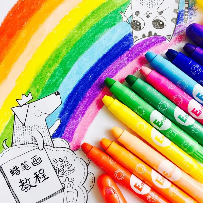 

Endu Children Rotating Crayon-Washing Safe Non-toxic 12-Color Set Send Tutorial Book Hot Selling New Products
