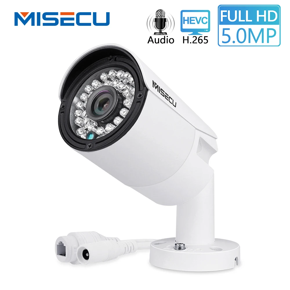  MISECU H.265 HD 2MP 4MP 5MP di Sicurezza Audio Macchina Fotografica del IP 1080P Metallo Impermeabi
