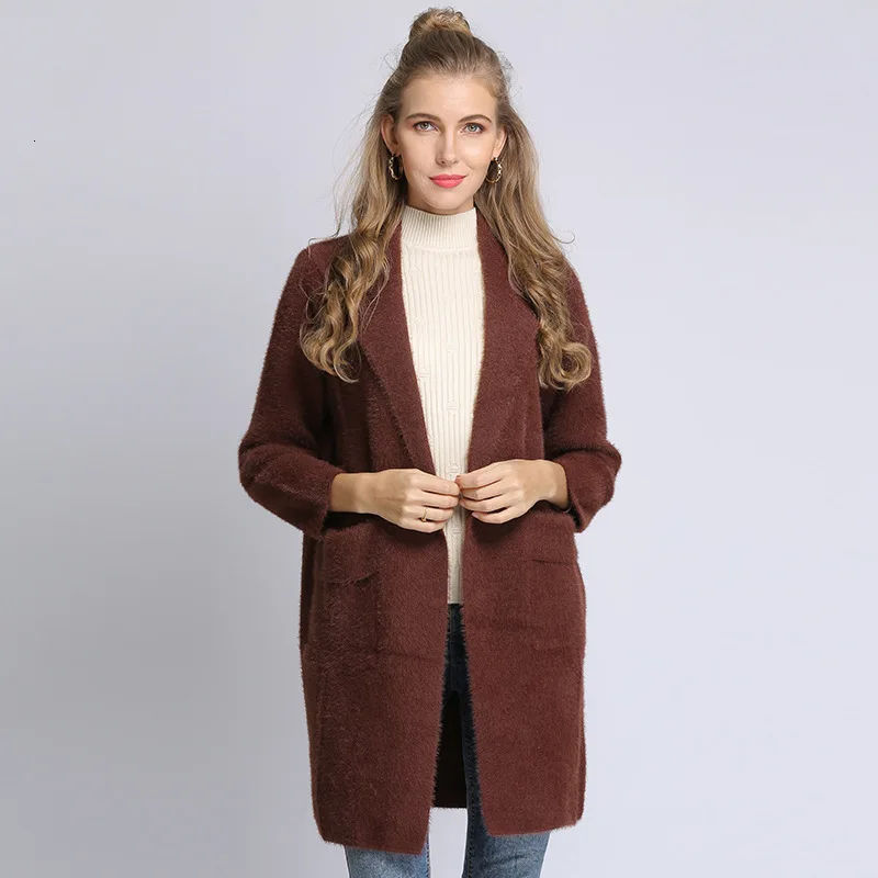 ^*Best Offers New Autumn Casual Simple Women Long Cardigan Pockets Lapel Ladies Loose Knitted Sweater Coats Winter Thick Coats 2020 Ropa Femme