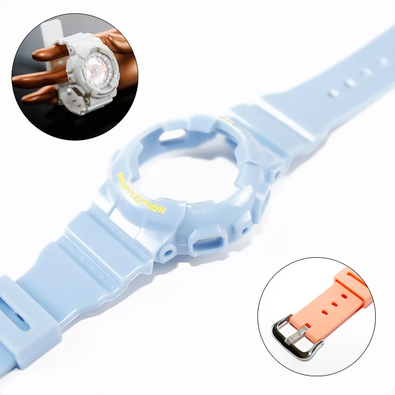 Bright light blue Натуральный камень смола подходит для объектива с оптическими зумом Casio Часы baby-g BA-111 BA-110 BA-112 BA-120 BA-125 часы аксессуары леди ремешок для наручных часов - Цвет ремешка: Bright light blue