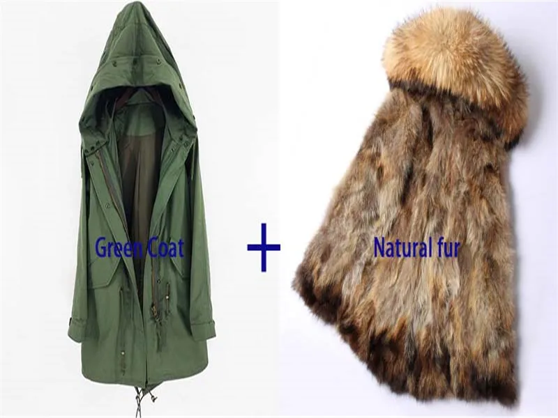 Мужская одежда, куртка из натурального меха енота со съемной подкладкой из меха енота, зимнее длинное теплое пальто с капюшоном, Мужская парка из натурального меха - Цвет: 2