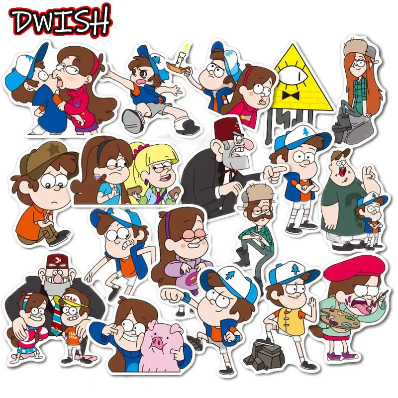 

39Pcs/Lot Funny Anime Gravity Falls Waterproof Stickers Skateboard Guitar Suitcase Motorcycle Children Graffiti Sticker Kid Toy