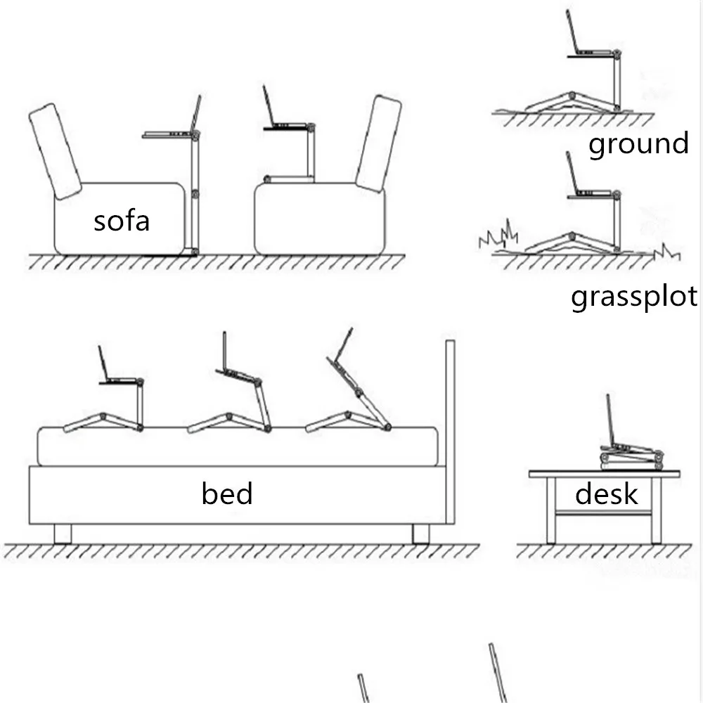 Высокое качество кровать компьютерный стол регулируемый ноутбук портативный ленивый алюминиевый складной стол
