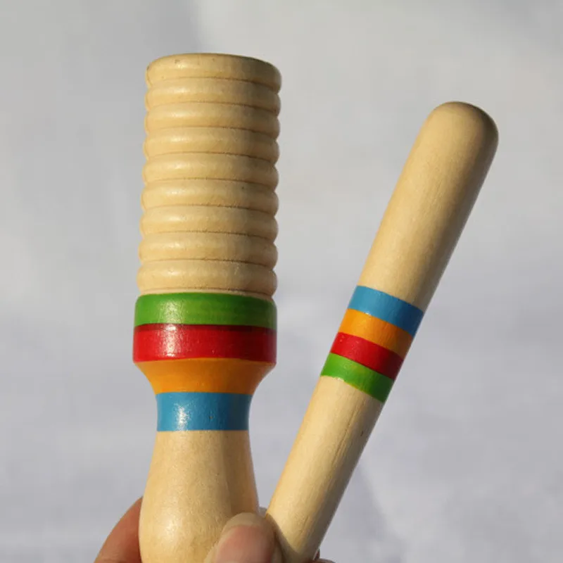 Wooden Music Instrument for Children Kid Toys Sound Tube Small Single-threaded Ring Percussion Cylinder Toys