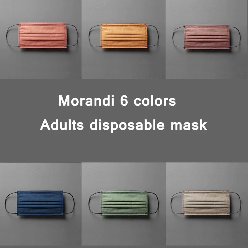 Disposable Face Mask Adults Japanese Morandi Color Mouth Masks 3 Layer Fabric Breathable Protective Facemask Mascarillas Masque | Красота и