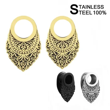 

Vankula 2pcs New Arrival Fashion Ear Plug Tunnel 316L Stainless Steel body Piercing Jewelry Earring Gift 10mm 12mm 14mm 16mm