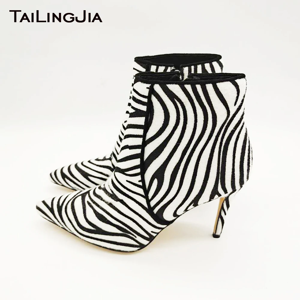 Женские Короткие полусапожки на шпильке Zebra привлекательные из искусственного