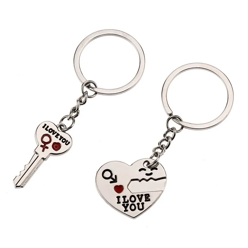 

Creative heart-shaped key couple key chain male and female pair of creative notes lovers 2 PCS
