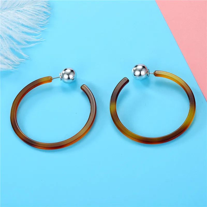 flat leopard round Dayoff корейский уксусный кислотный каучук серьги-кольца для женщин ювелирные изделия большое леопардовое сердце треугольник круглый эффектный обруч серьги E424 - Окраска металла: flat leopard round