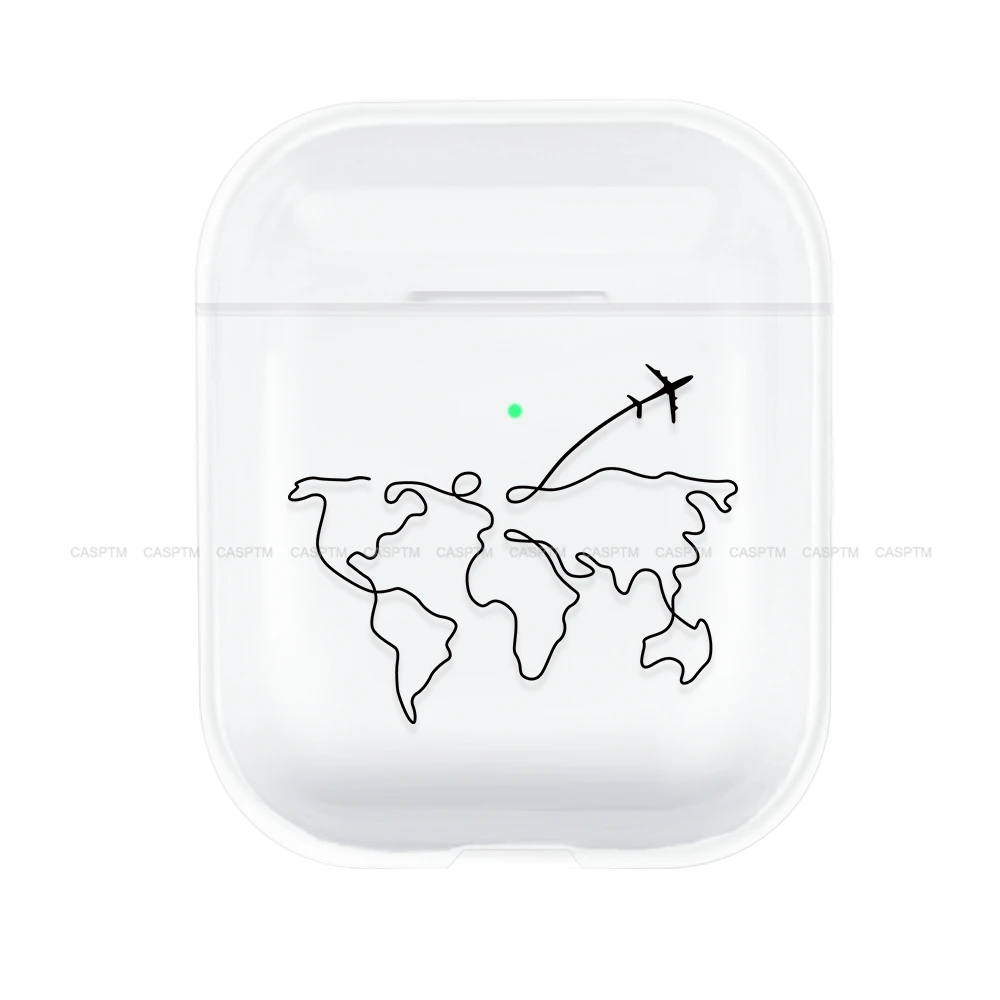 Прозрачный чехол с рисунком для Apple AirPods 2, Жесткий Чехол из поликарбоната для Apple AirPods 1, 2, карта, чехол для самолета, чехол - Цвет: 03
