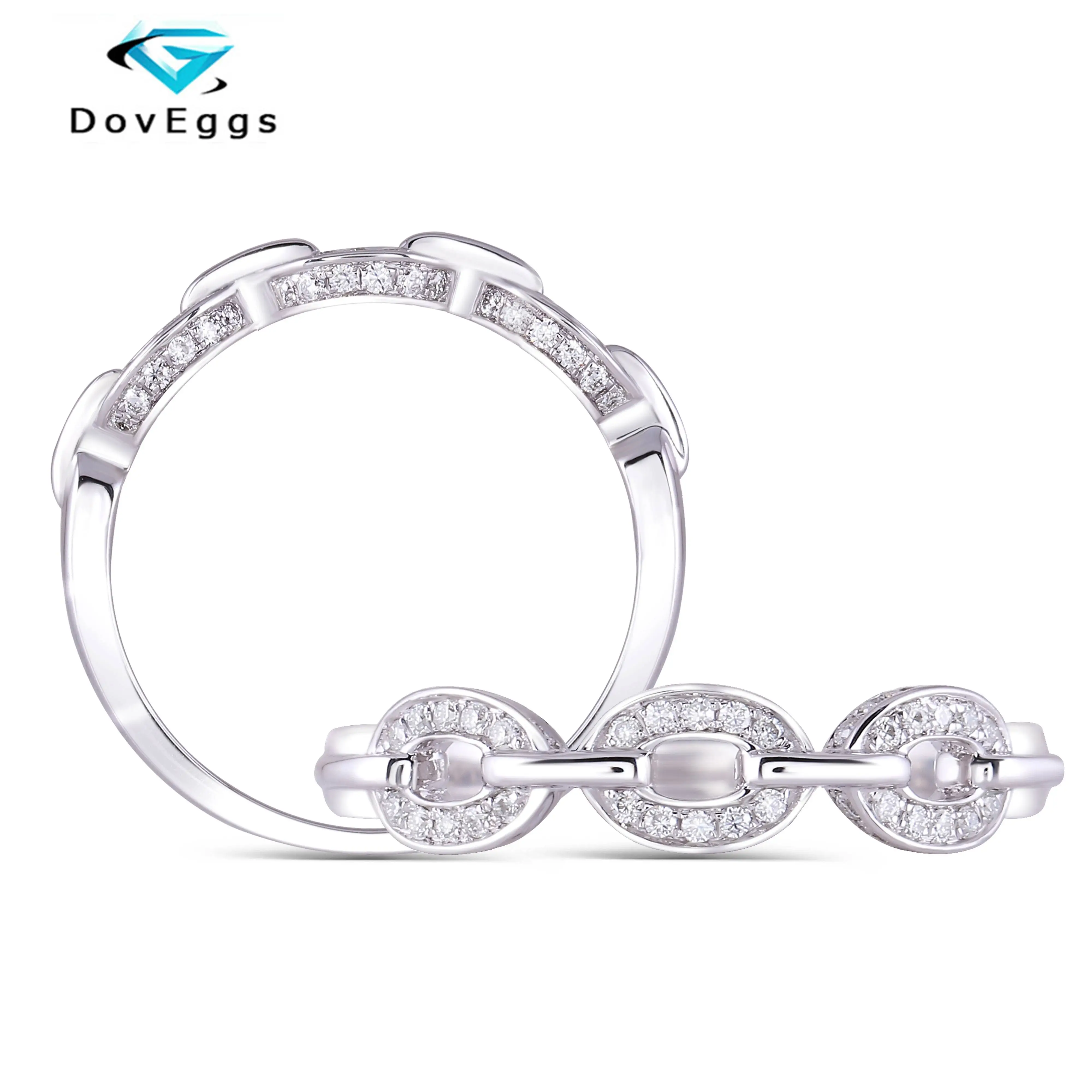 Doveggs кольцо из стерлингового серебра S925 половинное кольцо с DEF цвет Moissanite Вечность Обручальное кольцо кольца для женщин серебро 925 ювелирные изделия