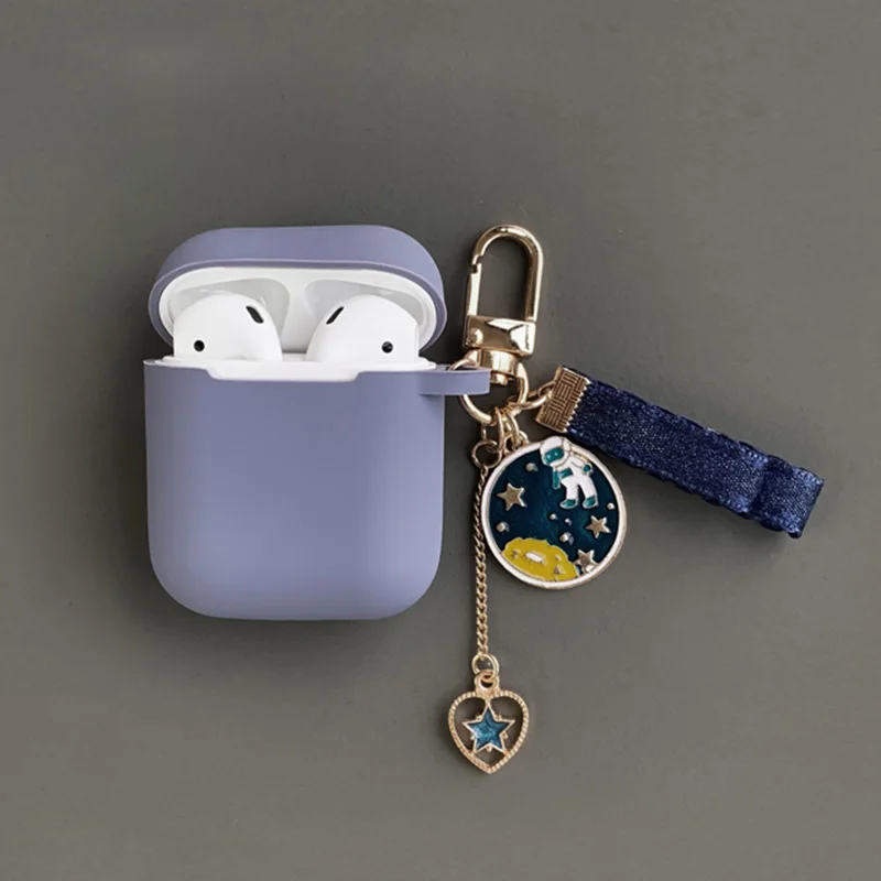Милый космический астронавт луна силиконовый чехол для Apple Airpods Bluetooth наушники гарнитура коробка крышка для AirPods 2 Acessorios брелок