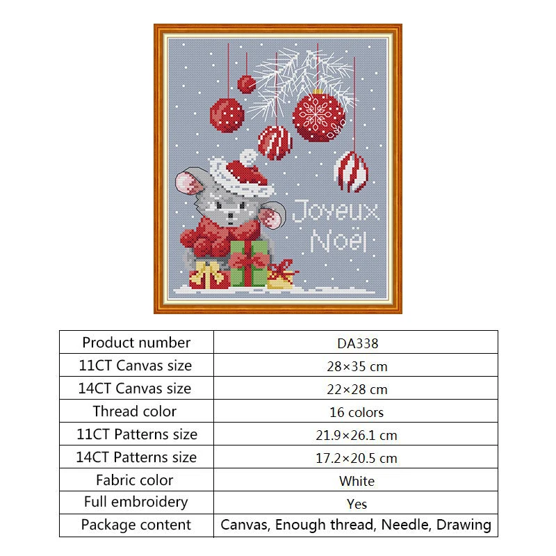 Joy Sunday Christmas Набор для вышивки крестиком с мышкой Aida, ткань для вышивания, 14ct, напечатанная на холсте DMC, сделай сам, для рукоделия