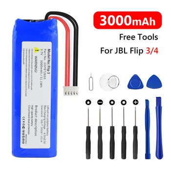 

3.7V 3000mAh Battery for JBL Flip 3 Flip 4 Speaker Li-Polymer Lithium Polymer Rechargeable Accumulator Replacement Tool Kit