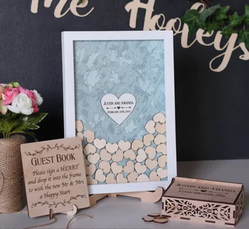 

custom Quinceanera Guestbook frame3 personalized unique Wedding Drop top box wood hearts Alternative rustic birthday sign board