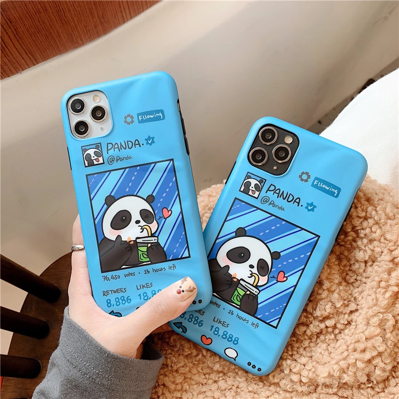 

Cute Cartoon animalpanda Couples Phone Cover Case For Iphone X 11 pro Xs Max Xr 10 8 7 6 6s Plus Luxury Soft cases Coque Fundas