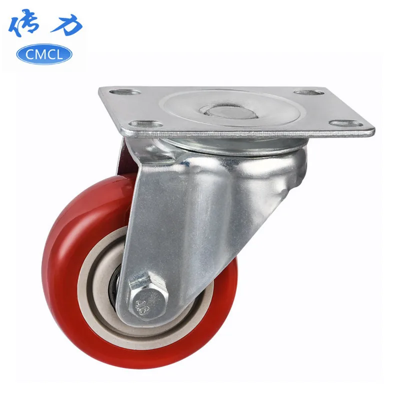

4 Pcs/Lot 3-inch Caster Medium-sized Jujube Red Double Bearing Pvc Wheel Flat Steering Cabinet