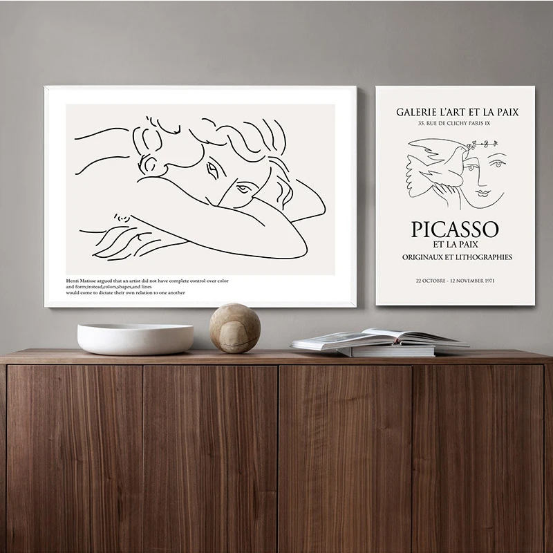 

Picasso Matisse Art Line Drawing Poster Abstract Minimalist Wall Art Canvas Print Famous Painting Moder Decorative Picture
