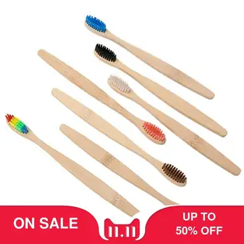 

Family Daily Travel Use Biodegradable Natural Charcoal Eco-Friendly Organic Colorful Bamboo Toothbrush 4 Pack